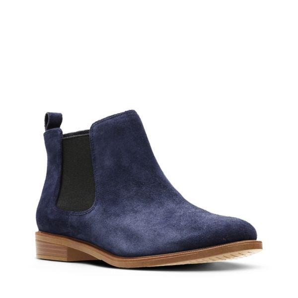 Clarks Womens Taylor Shine Chelsea Boots Navy | UK-4508691